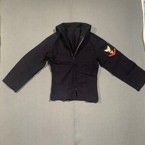 WWII US Navy Enlisted Sailor Deck Jacket Full Zip Navy Blue Patch Mens Small C